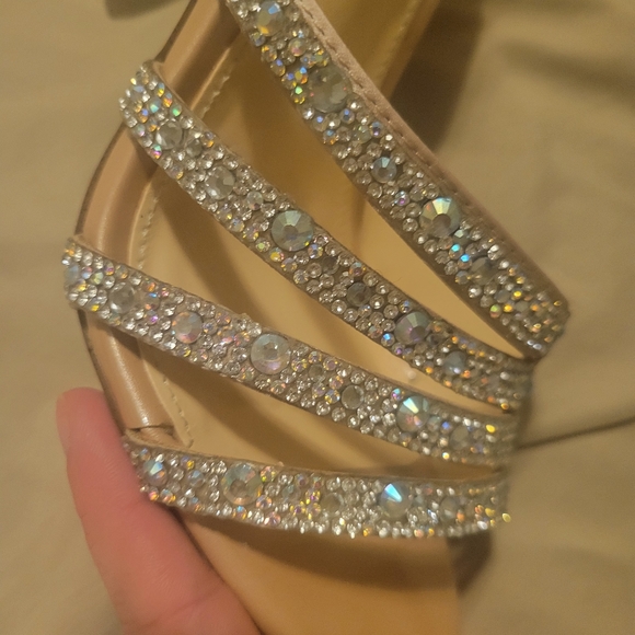Size 7 Betsey Johnson heels. Nude color with AB crystals. - Picture 6 of 9